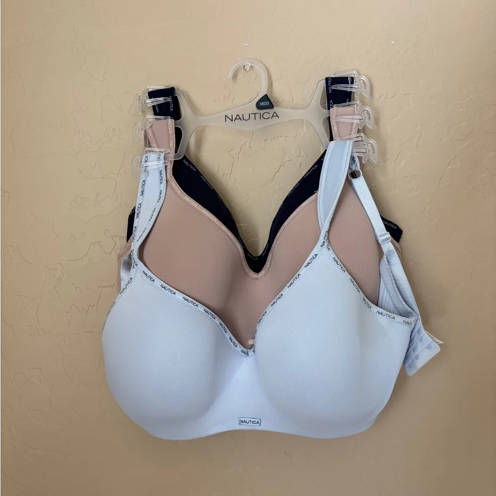 Nautica Full Coverage Bra Set of 3 Blue Black Beige 2783-70 Women’s Size 38DD - Picture 9 of 10